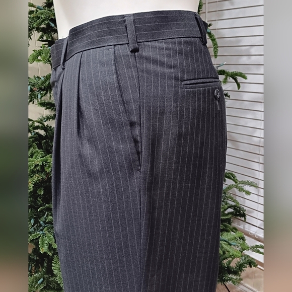 John Henry Men's Pleated Pant Size 36X32 Dress Trouser Dark Grey Cuff Hem - Picture 6 of 12